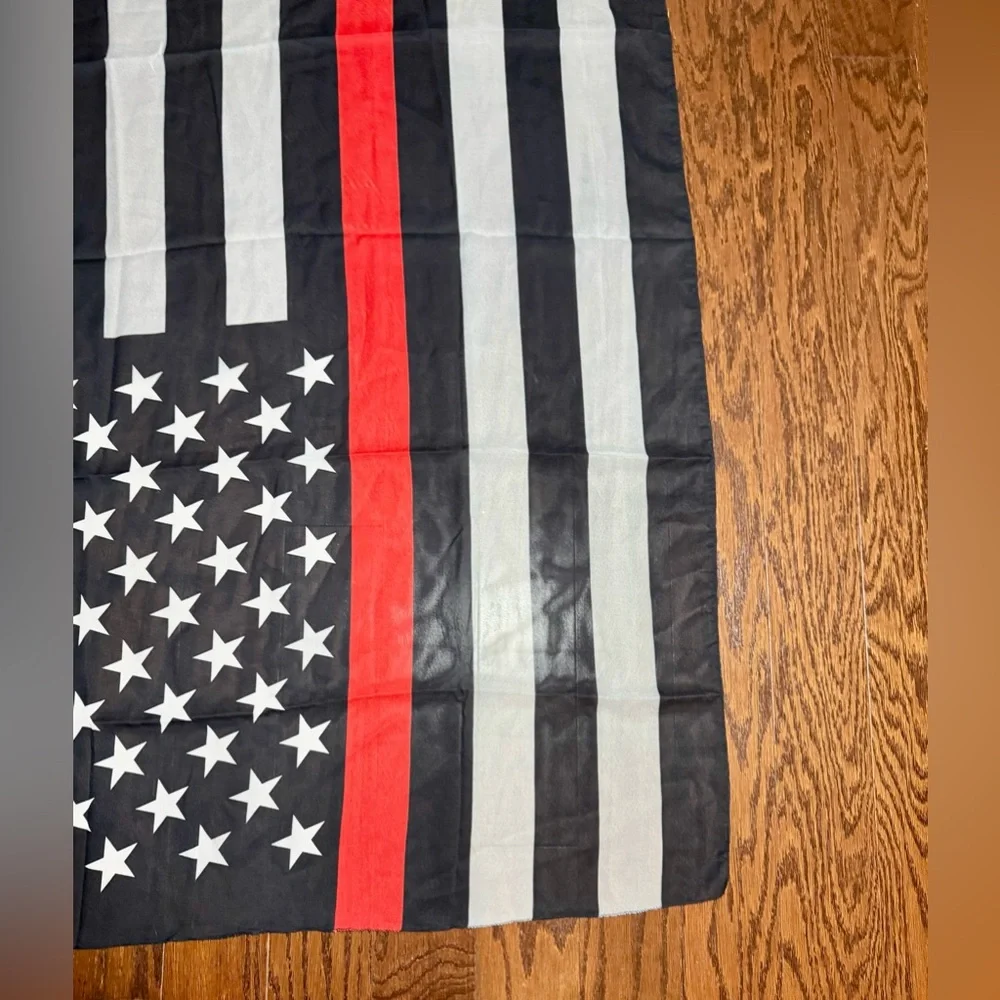 Black and White with Thin Red Line Stripes Stars Firefighter Flag/ Material